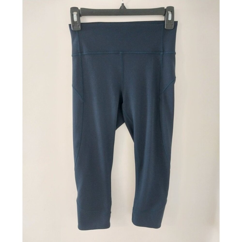 Like New Lululemon Train Times Leggings Sz 6 Dark Navy Cropped Athletic